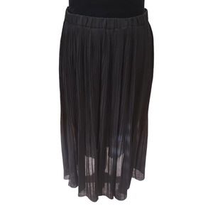 Magaschoni Black Pleated Chiffon Midi Skirt Size XS